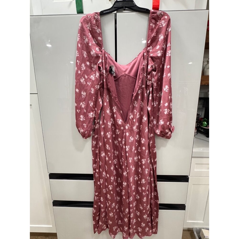 B. Darlin Floral Print Long Sleeve Midi Dress With Tie Back - Picture 6 of 8